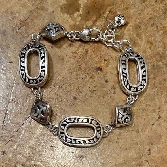 Brighton vintage silver scrolled oval and diamond‎ link bracelet - Picture 5 of 5